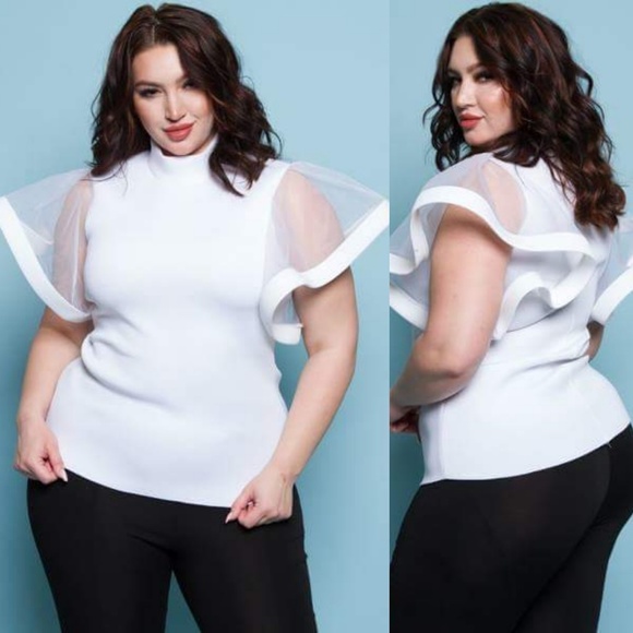 Tops - 6 HOURS PRICE DROP White See-Through Short Sleevel